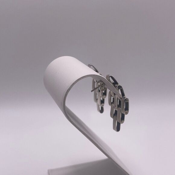 Teocalli Made in Mexico Sterling Silver Watch Link Splicing Statement Earrings - Picture 8 of 11